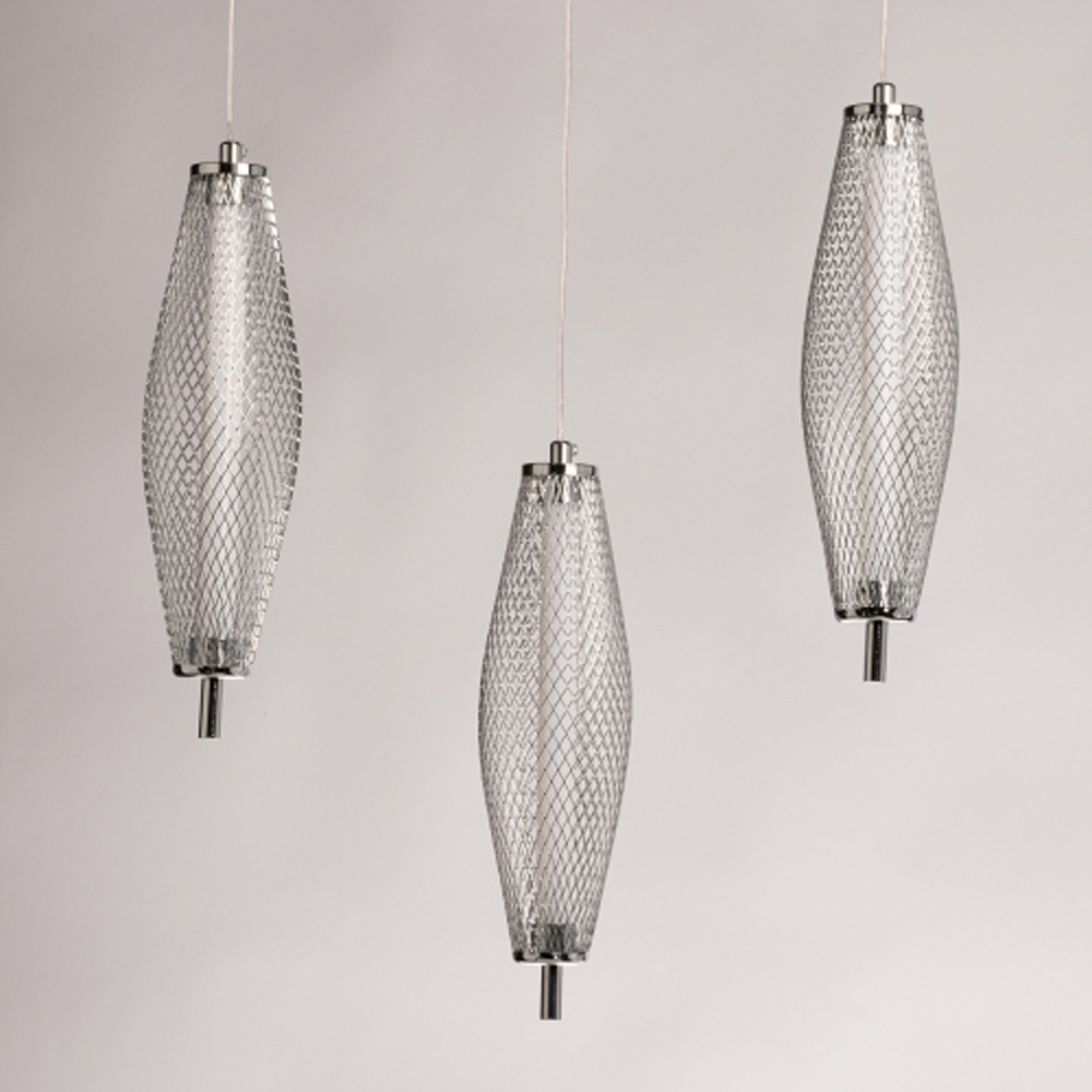 Люстра круглая каскадня с 5-ю плафонами из металлической сетки Mesh Lampshade Lighting