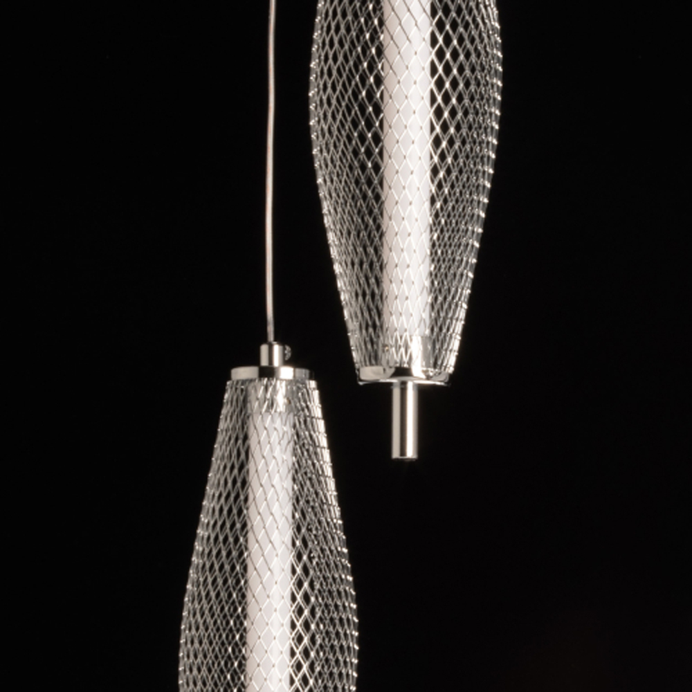 Люстра круглая каскадня с 5-ю плафонами из металлической сетки Mesh Lampshade Lighting