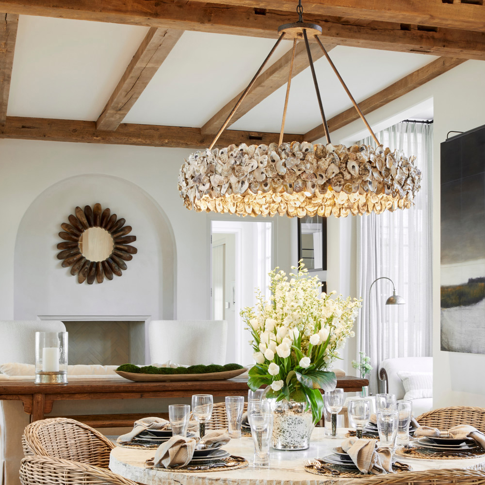 Люстра круглая с абажуром из устричных раковин Sea Ravens