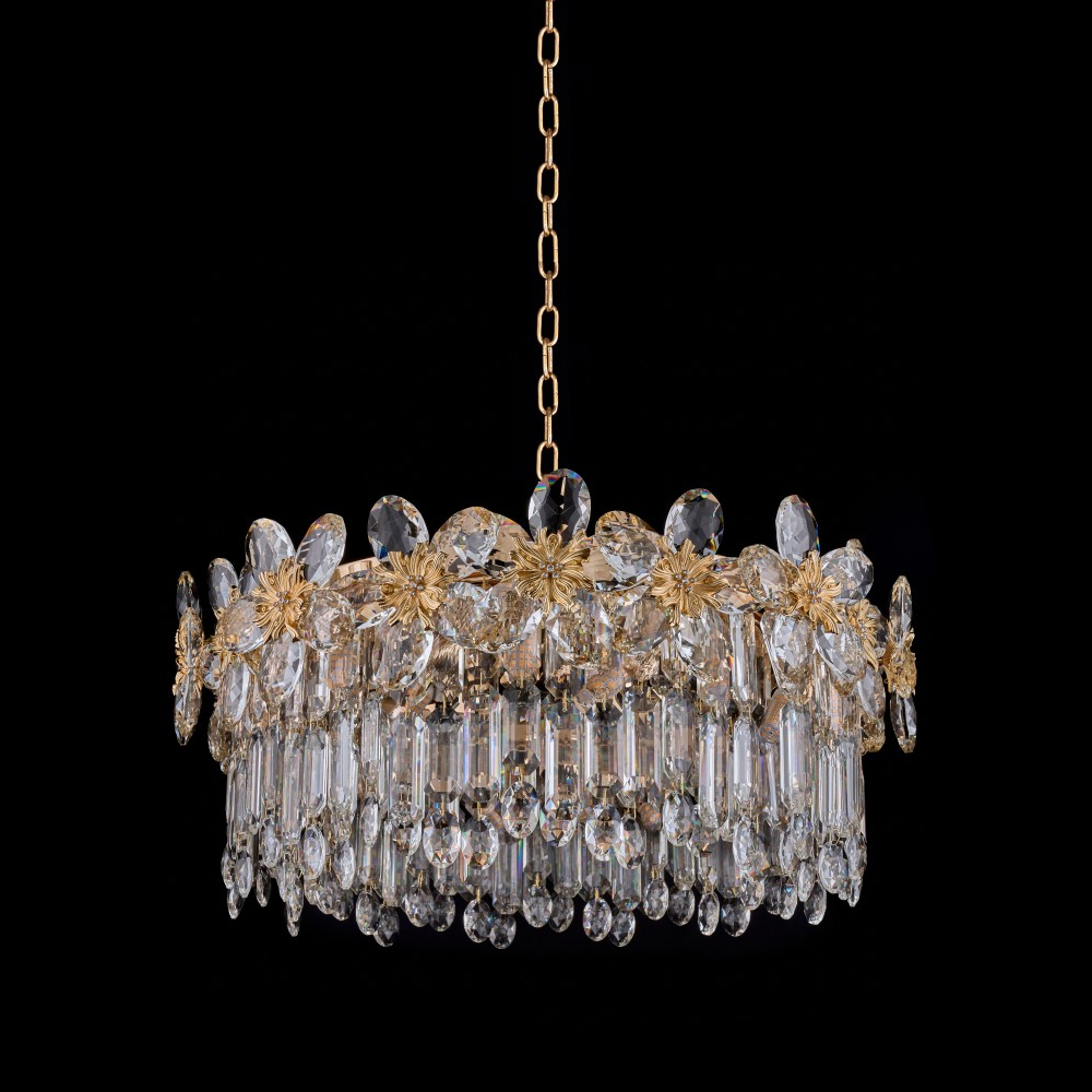 Люстра круглая с декоративными элементами в виде крупных хрустальных цветов Palace Gardens