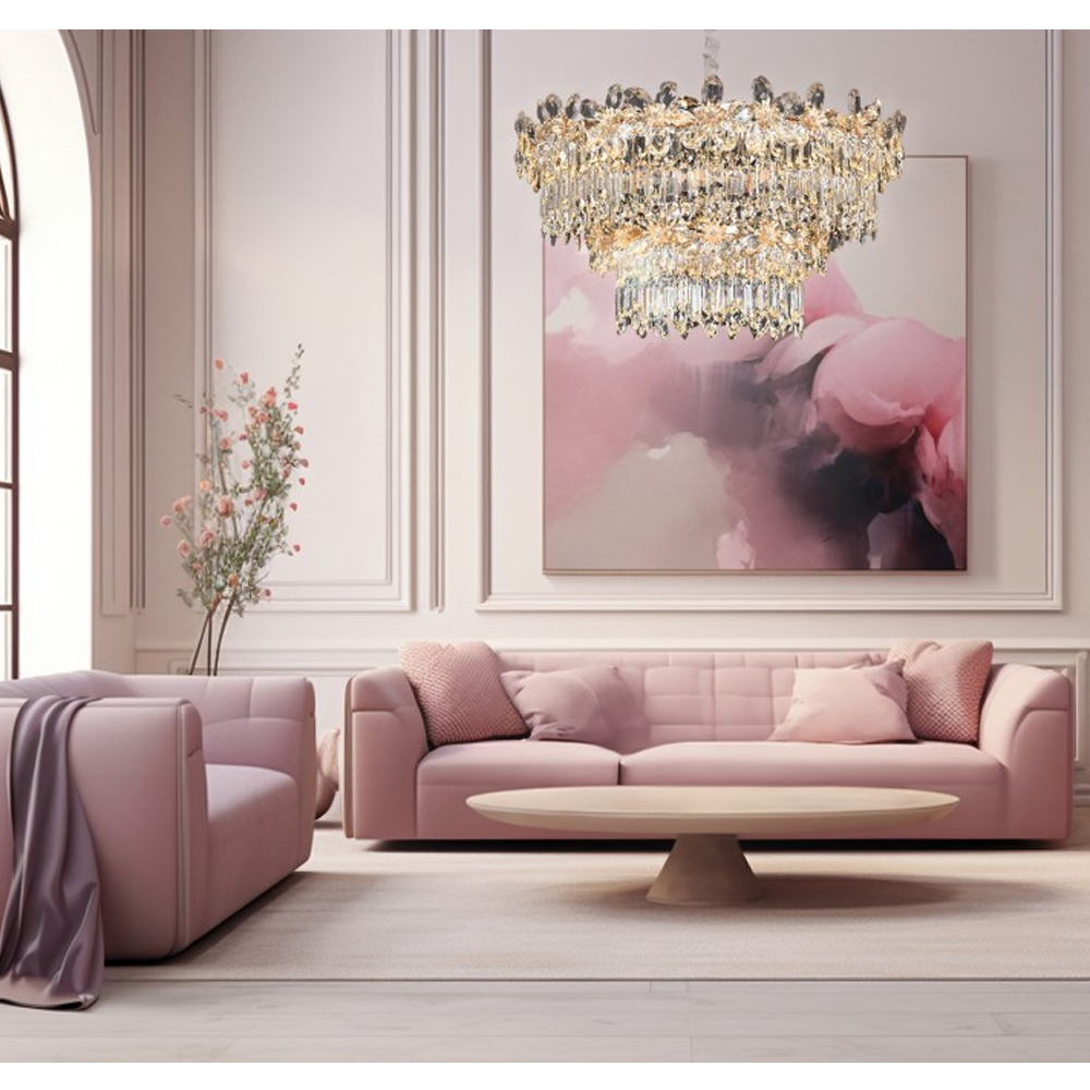 Люстра круглая с декоративными элементами в виде крупных хрустальных цветов Palace Gardens