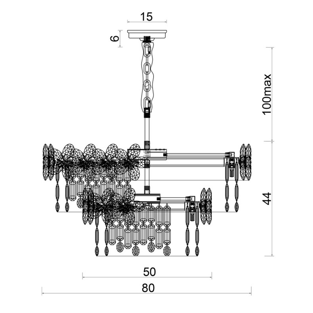 Люстра круглая с декоративными элементами в виде крупных хрустальных цветов Palace Gardens