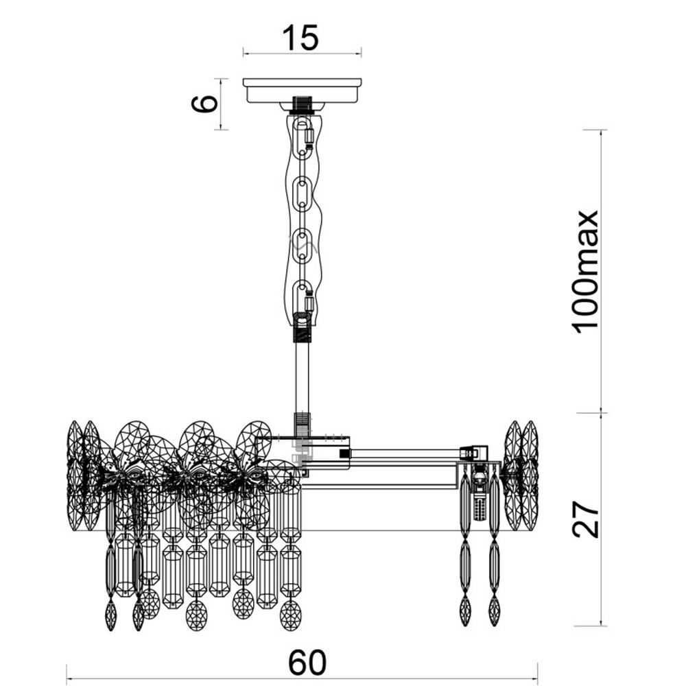 Люстра круглая с декоративными элементами в виде крупных хрустальных цветов Palace Gardens
