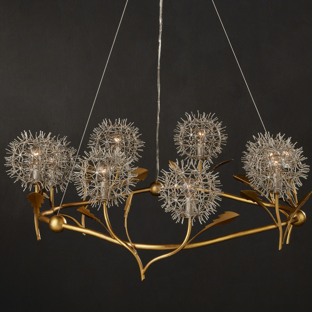 Люстра круглая с декором в виде цветков одуванчика Hanging Dandelion