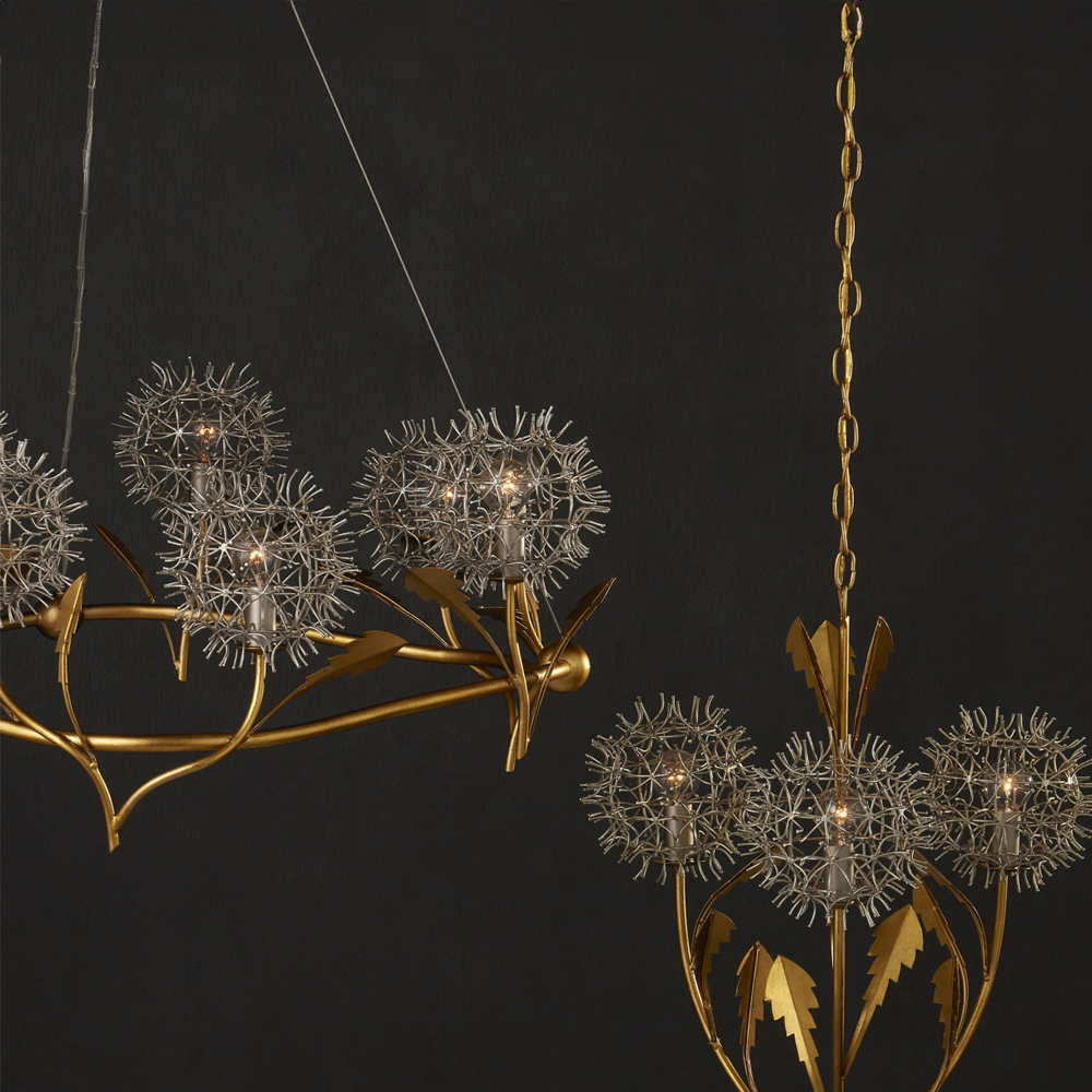 Люстра круглая с декором в виде цветков одуванчика Hanging Dandelion