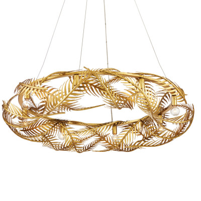 Люстра круглая с декором из золотых пальмовых листьев Graceful Palm Branch