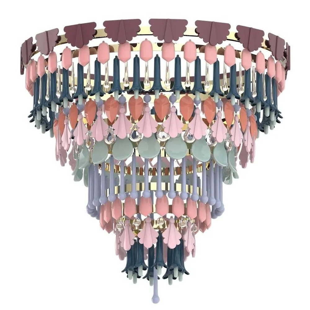 Люстра круглая с декором из разноцветных элементов в виде листьев Changing Seasons