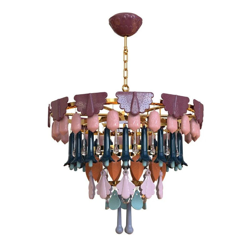 Люстра круглая с декором из разноцветных элементов в виде листьев Changing Seasons