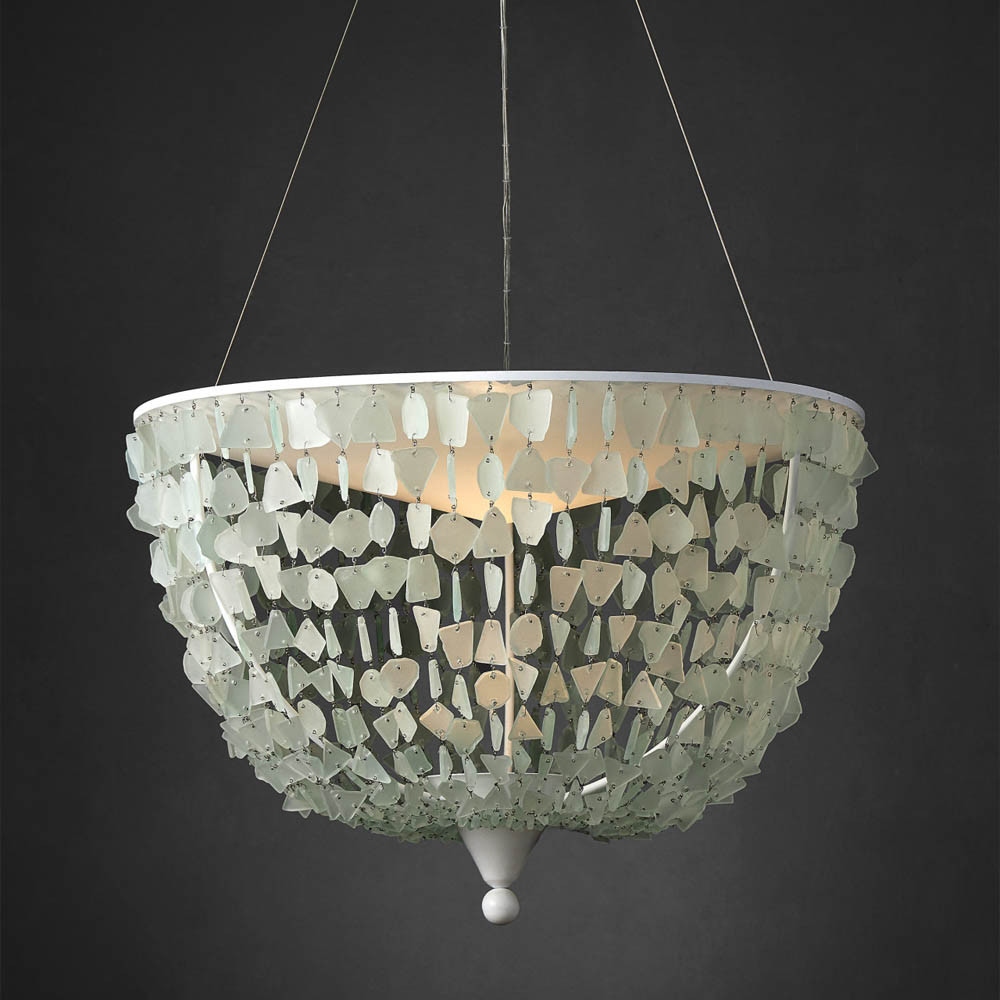 Люстра круглая с каскадом из декоративных элементов Sea Glass