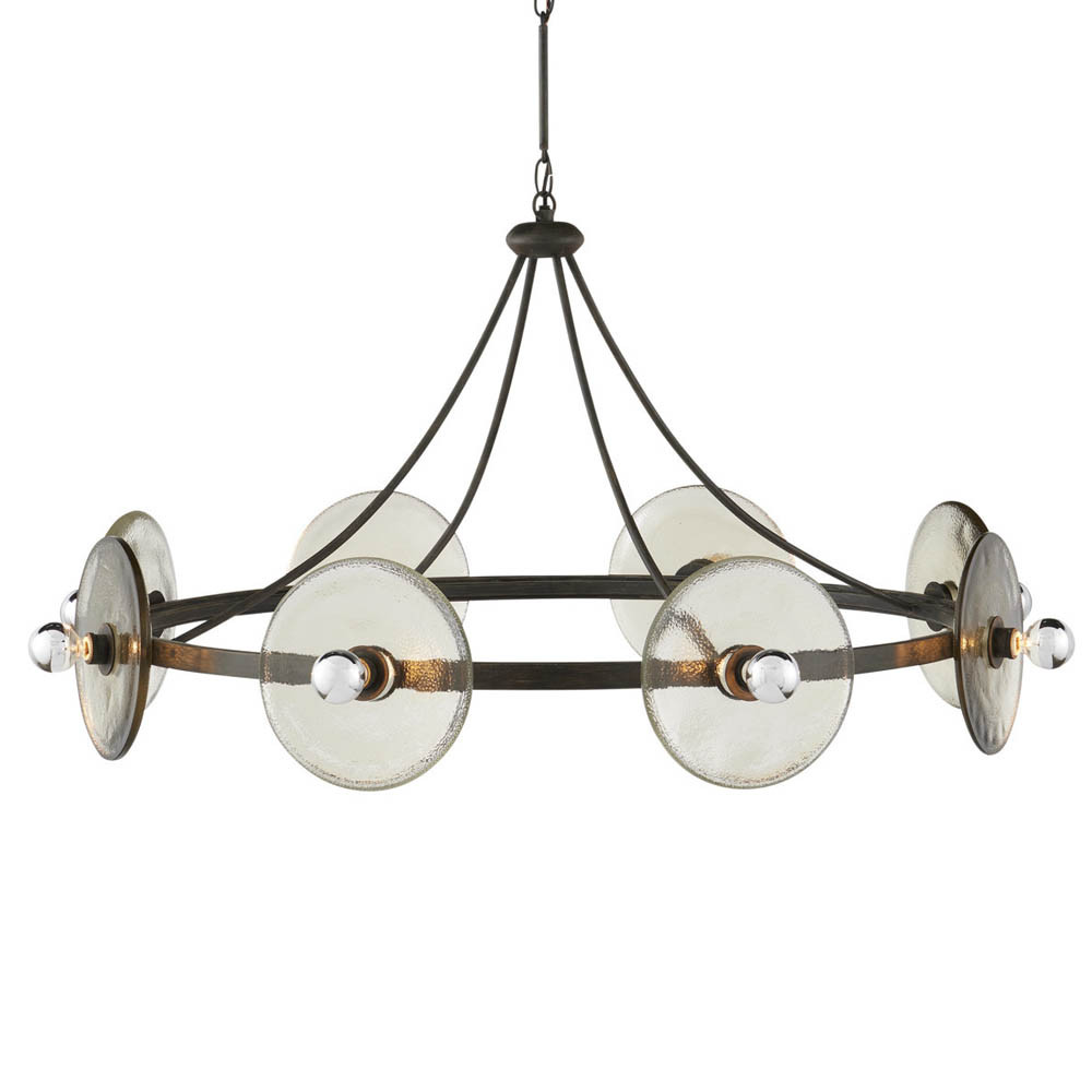 Люстра круглая с литыми стеклянными дисками Olympe Glass Chandelier