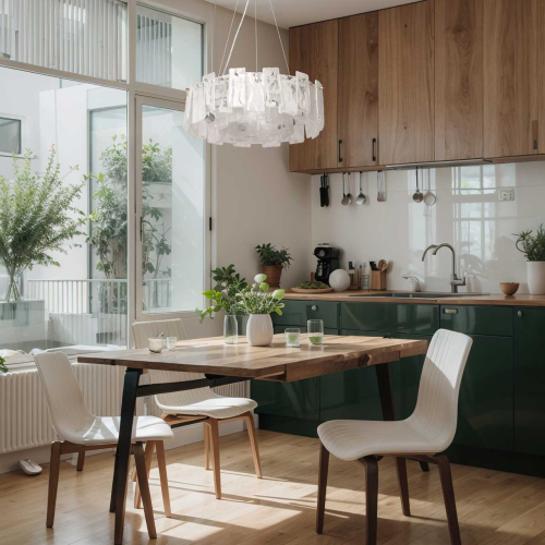 Люстра круглая с подвесными прямоугольными пластинами из стекла Glacier Panels