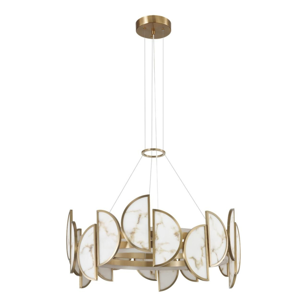 Люстра круглая с полукруглыми плафонами из искусственного алебастра в бронзовой оправе Marbella