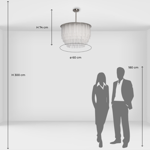 Люстра круглая с прозрачными стеклянными трубками Nembus