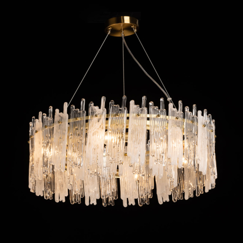 Люстра круглая с прозрачными стержнями разной длины Textured Glass Chandelier