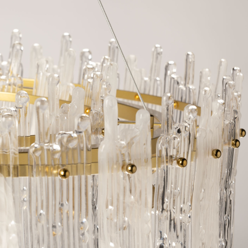 Люстра круглая с прозрачными стержнями разной длины Textured Glass Chandelier