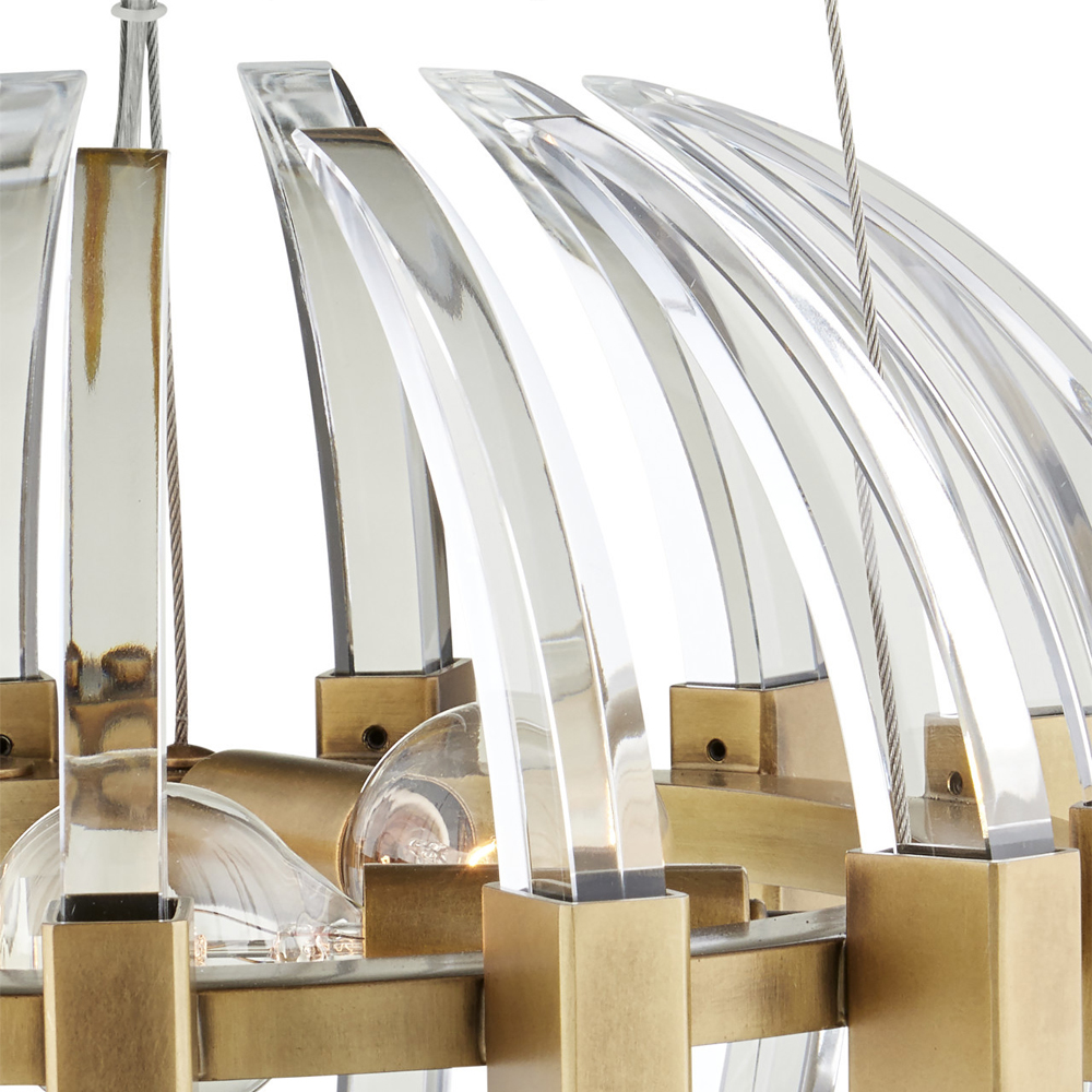 Люстра круглая с прозрачными элементами в форме полумесяца Crystal Crescent