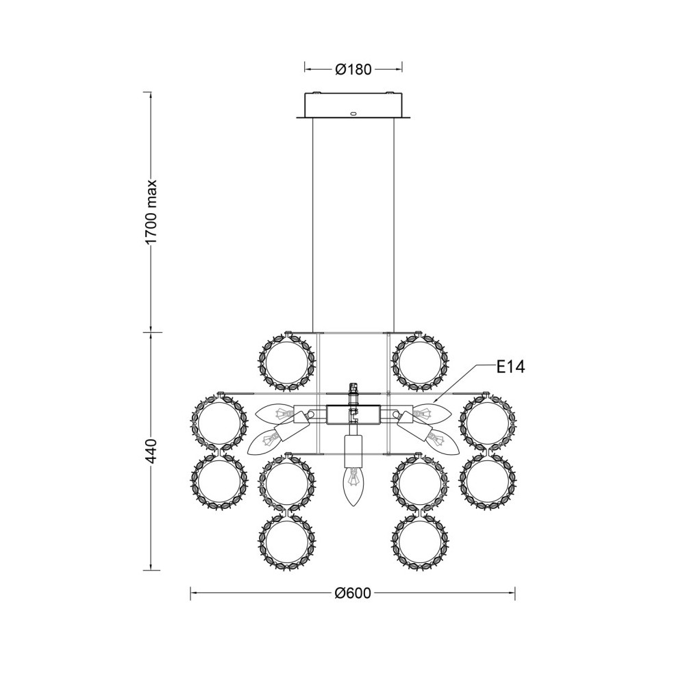 Люстра круглая с россыпью хрусталя Perfection of Diamonds
