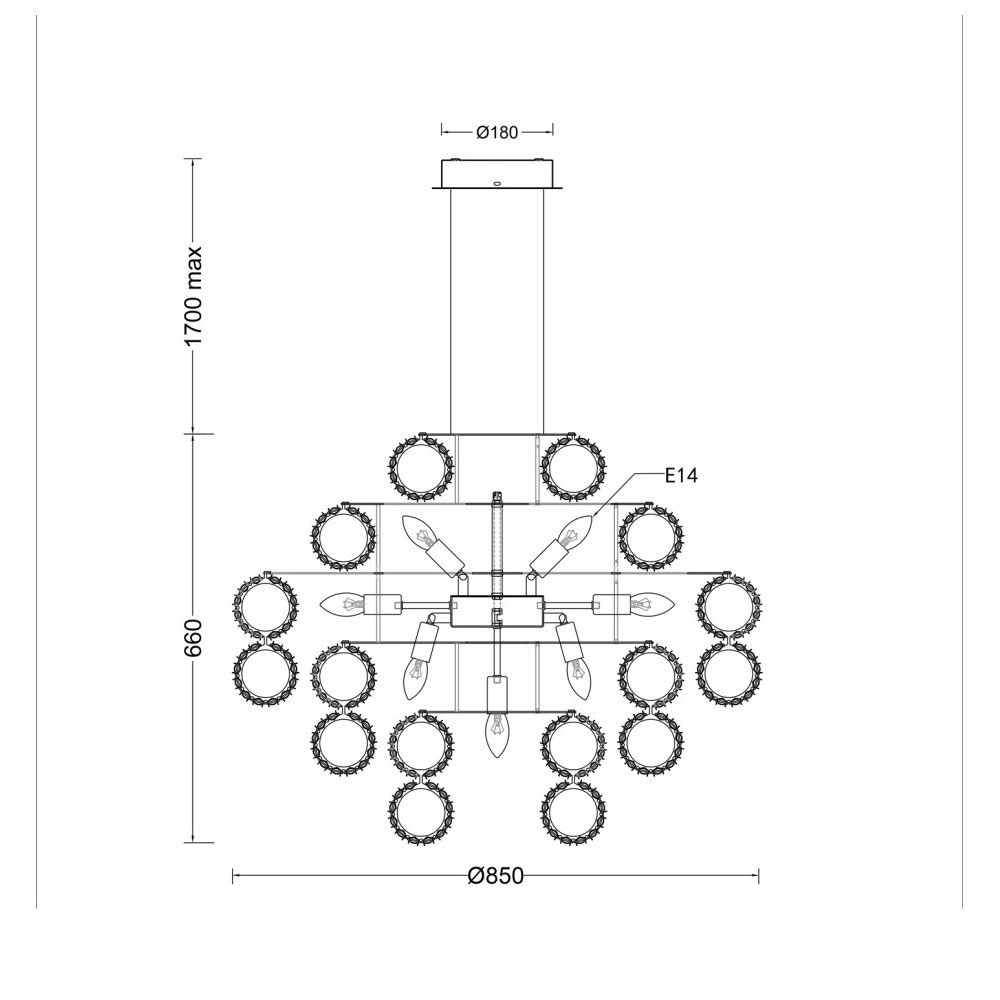 Люстра круглая с россыпью хрусталя Perfection of Diamonds