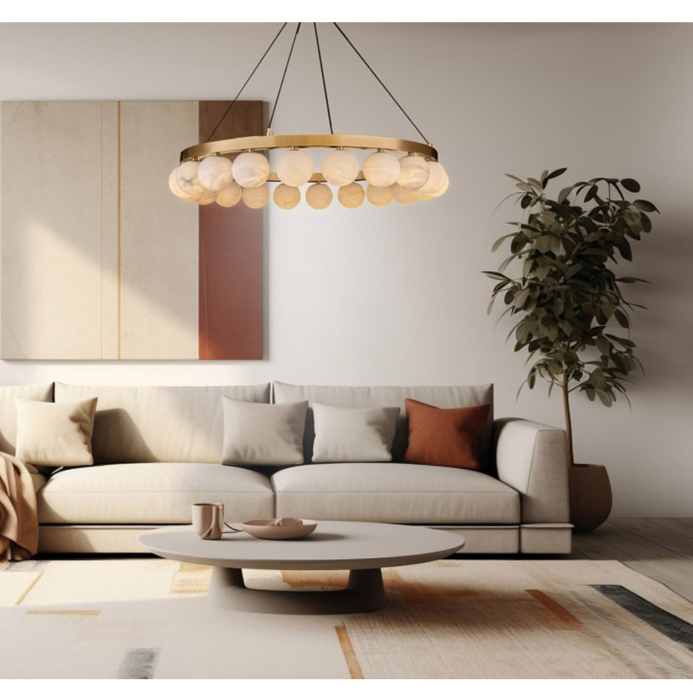 Люстра круглая с сферическими плафонами из натурального камня Phased Spheres