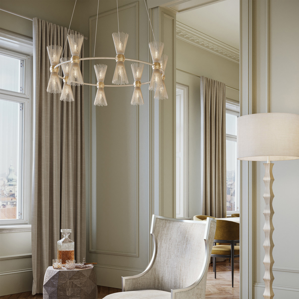 Люстра круглая с фактурными абажурами из тонких металлических палочек Wild Thorns