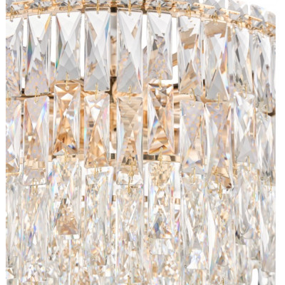 Люстра круглая с хрустальными подвесками на золотистом каркасе Roul Crystal Light