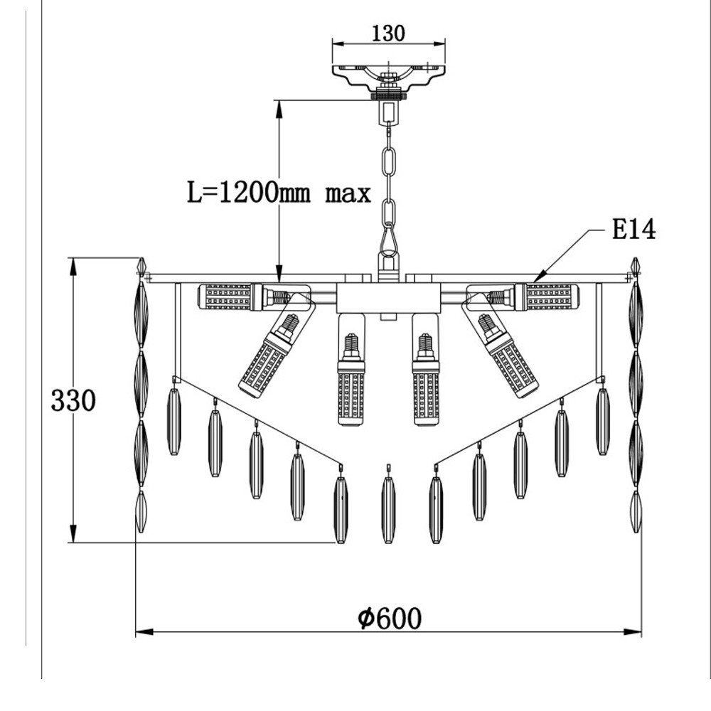 Люстра круглая с хрустальными подвесками на золотистом каркасе Roul Crystal Light