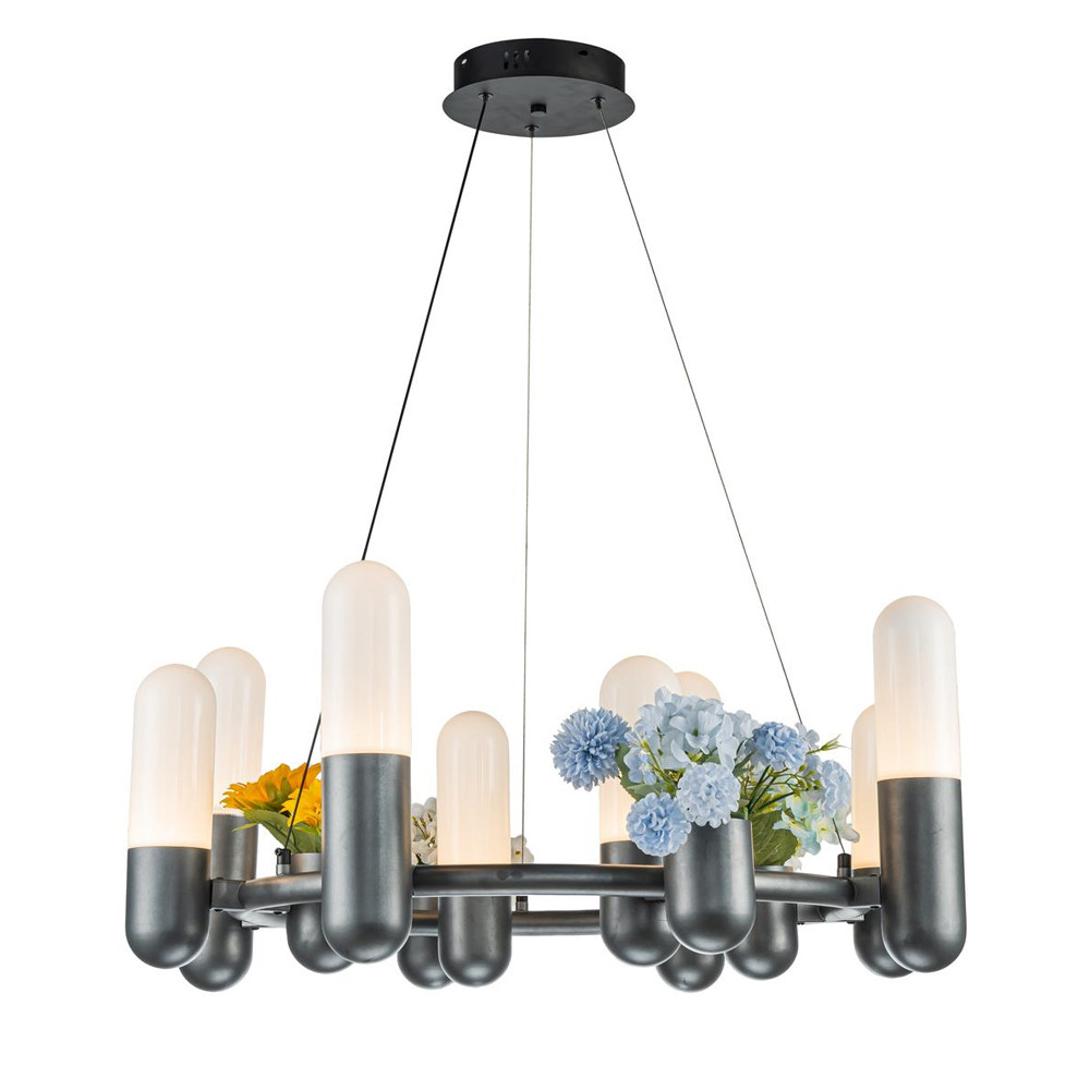 Люстра круглая серая с 8-ю светодиодными лампами Generosity