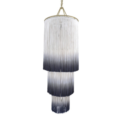 Люстра круглая трехъярусная из бахромы Indigo Gradient Braided Fringe