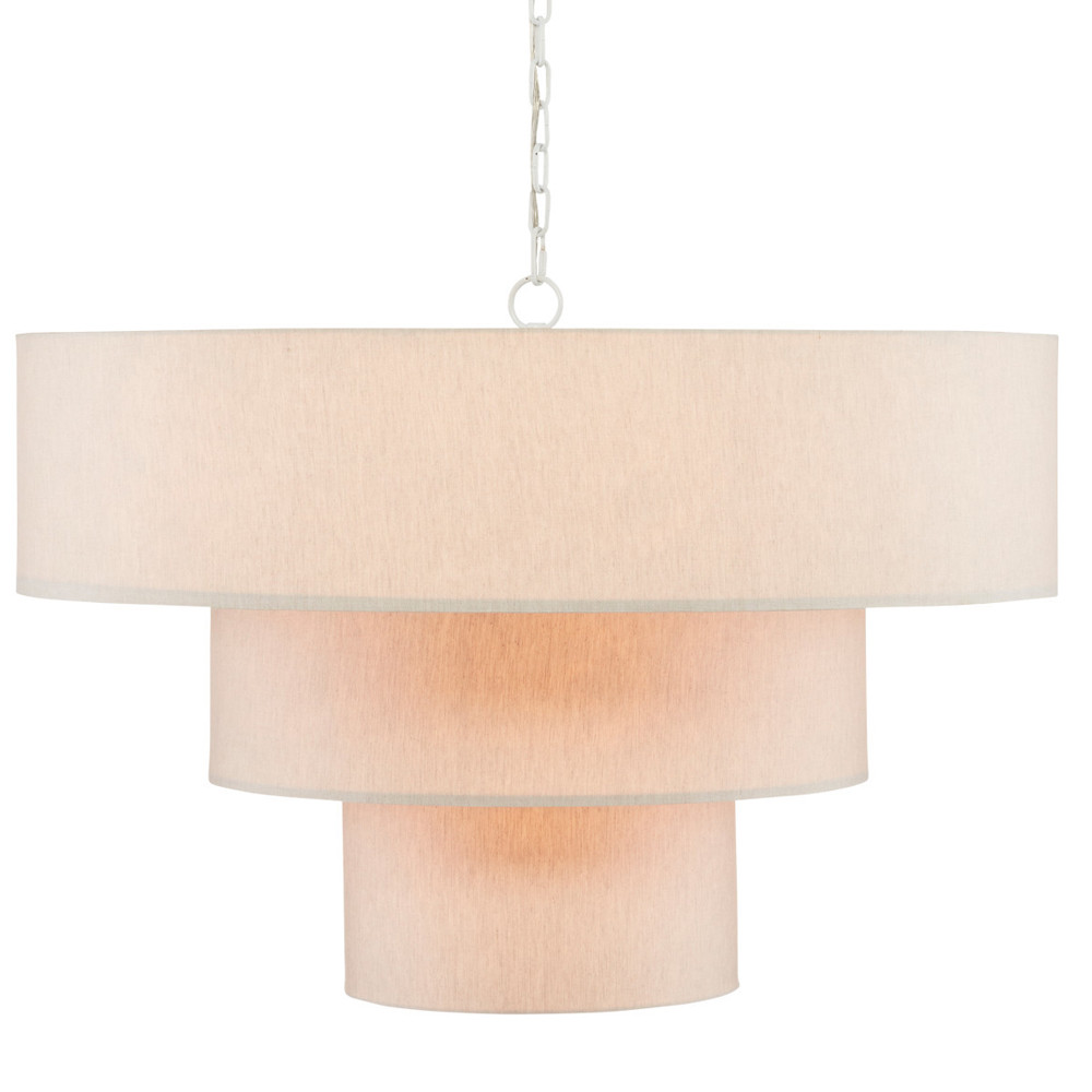 Люстра круглая трехъярусная с тканевыми абажурами Light Soft Glow
