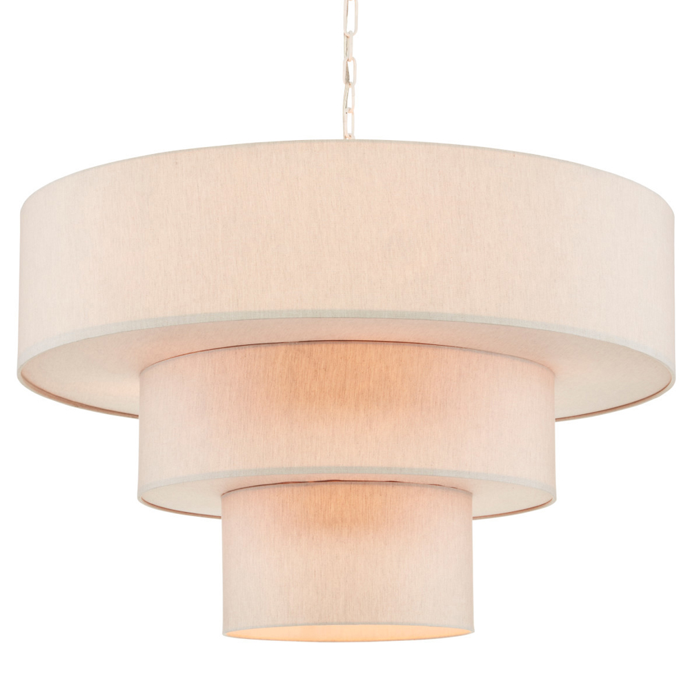 Люстра круглая трехъярусная с тканевыми абажурами Light Soft Glow