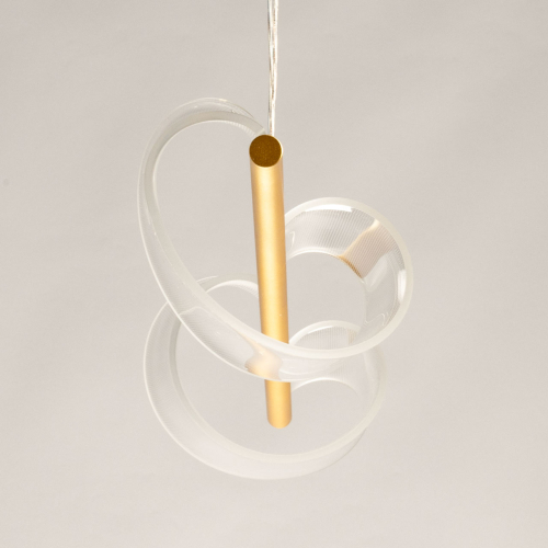 Люстра линейная золотистого цвета с двумя прозрачными волнистыми элементами Wave Line