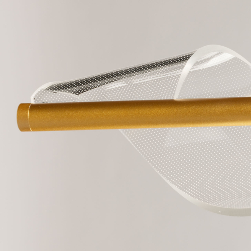 Люстра линейная золотистого цвета с двумя прозрачными волнистыми элементами Wave Line