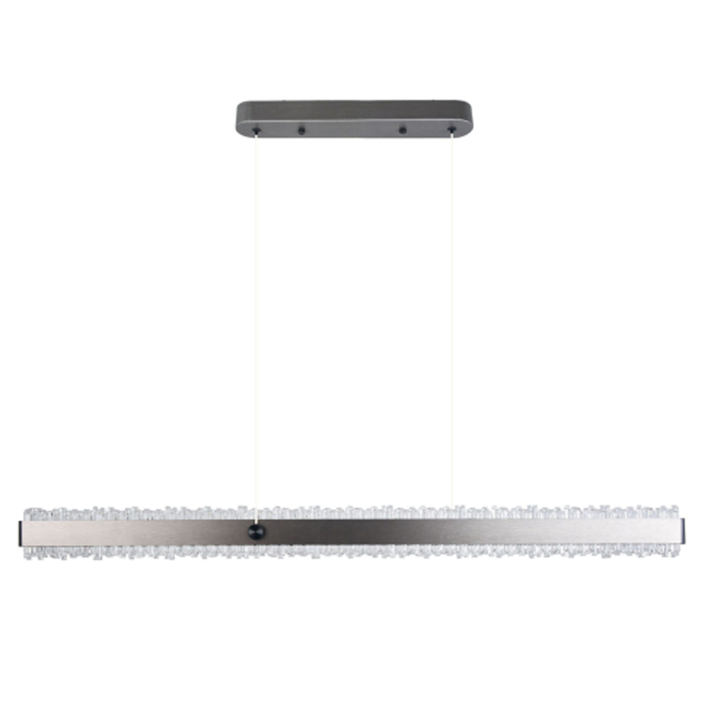 Люстра линейная металлическая черного цвета с прозрачным декором по краям Radiant Rail