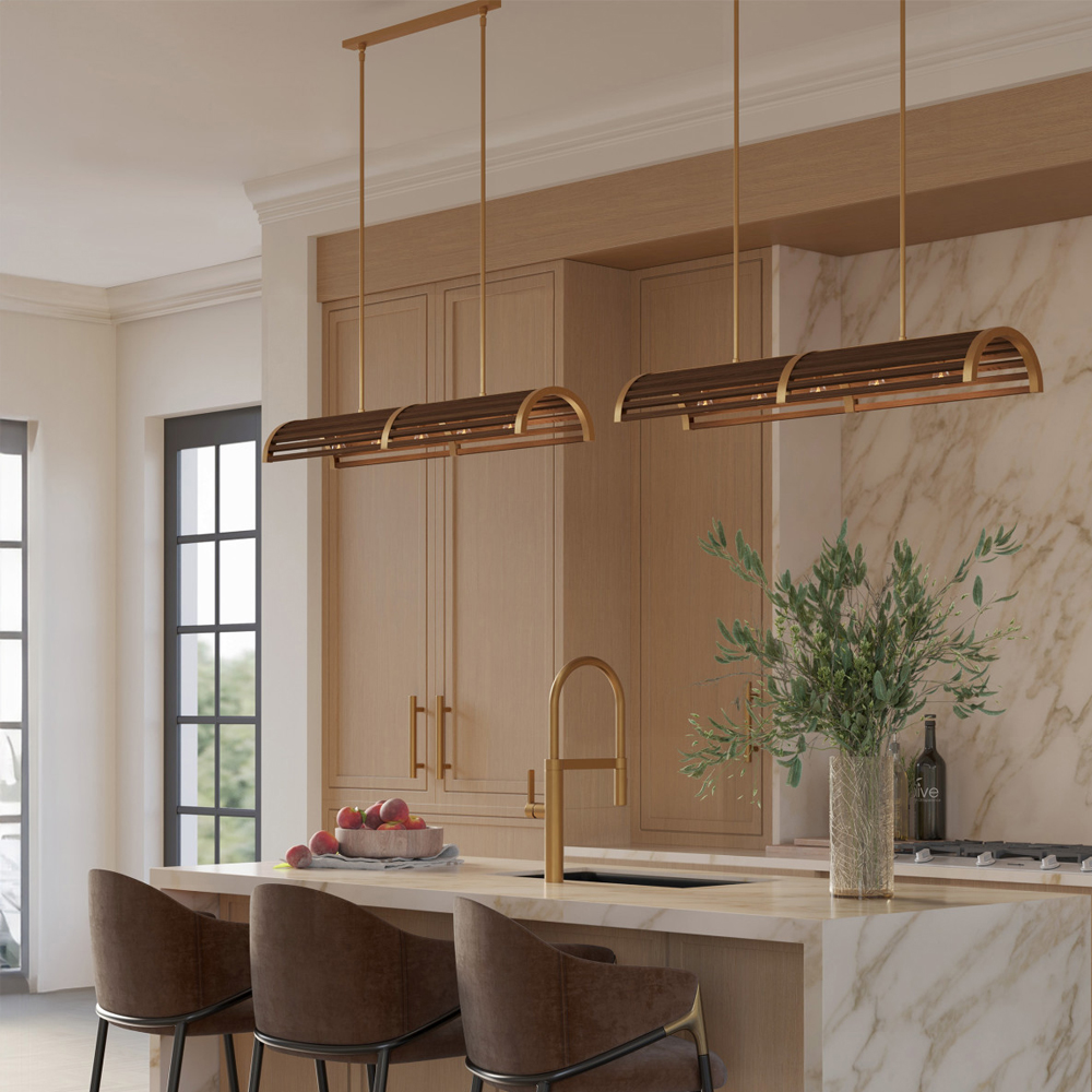 Люстра линейная полукруглой формы Wooden Horseshoe