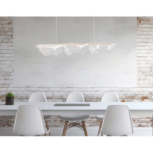 Люстра линейная с 3-мя белыми волнистыми плафонами Wave Line