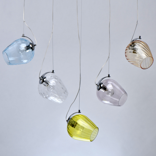 Люстра линейная с 5-ю разноцветными стеклянными плафонами Kaleido