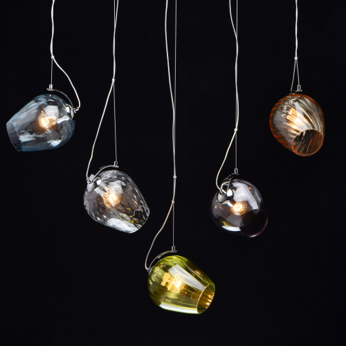 Люстра линейная с 5-ю разноцветными стеклянными плафонами Kaleido