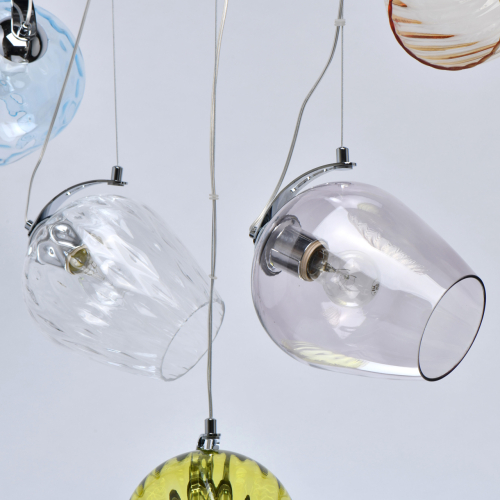 Люстра линейная с 5-ю разноцветными стеклянными плафонами Kaleido