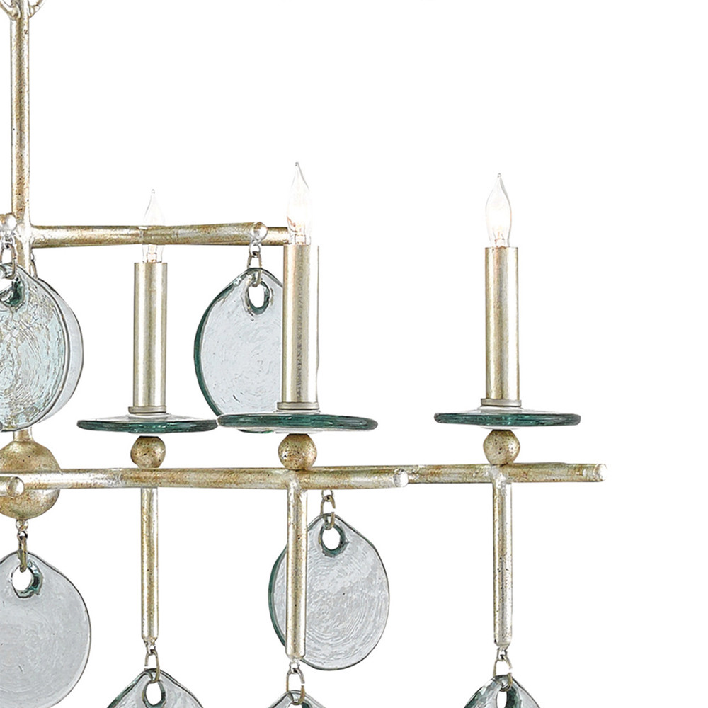 Люстра линейная с круглыми прозрачными подвесками  Horizontal Rectangular Chandelier