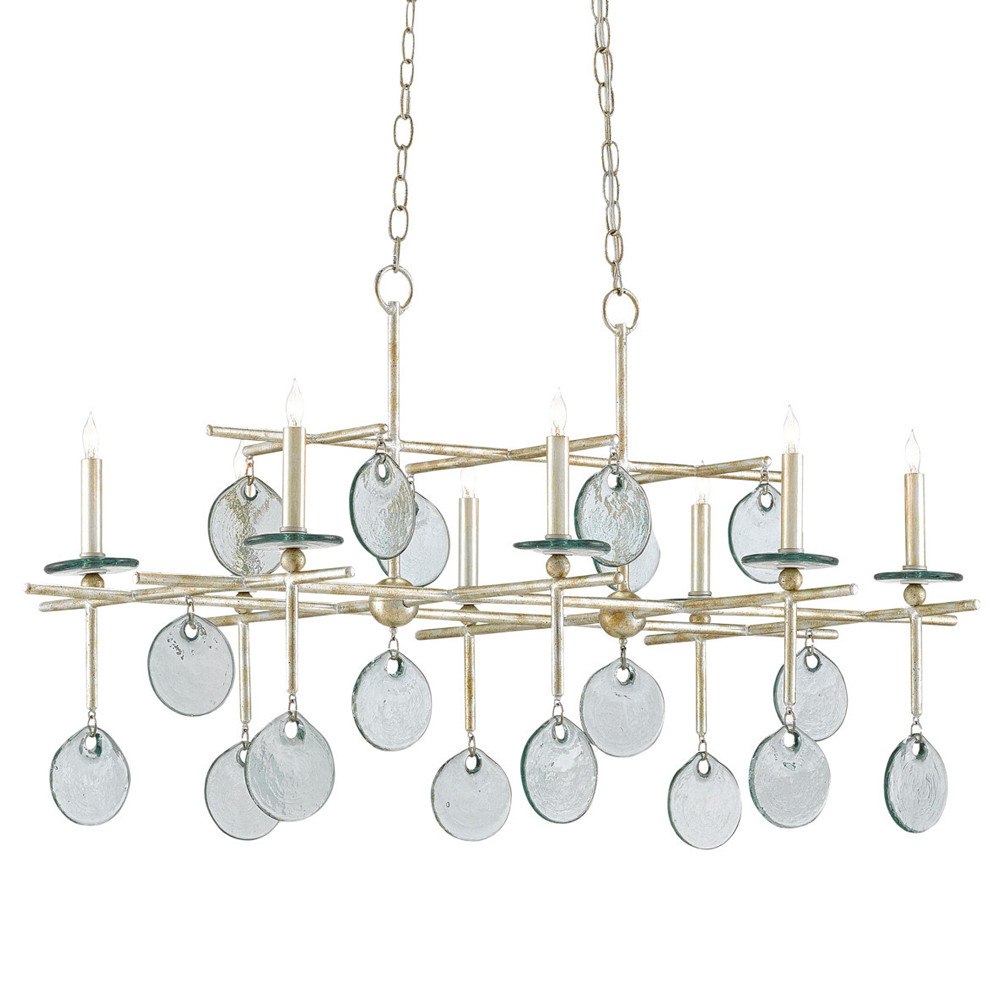 Люстра линейная с круглыми прозрачными подвесками  Horizontal Rectangular Chandelier