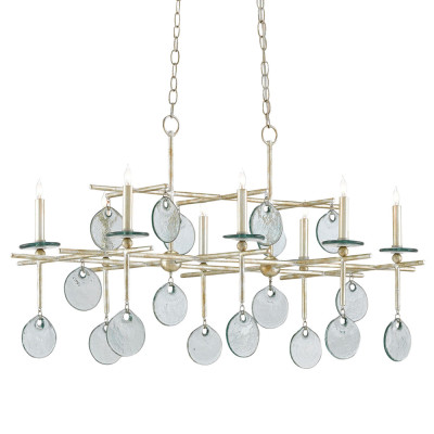 Люстра линейная с круглыми прозрачными подвесками Horizontal Rectangular Chandelier