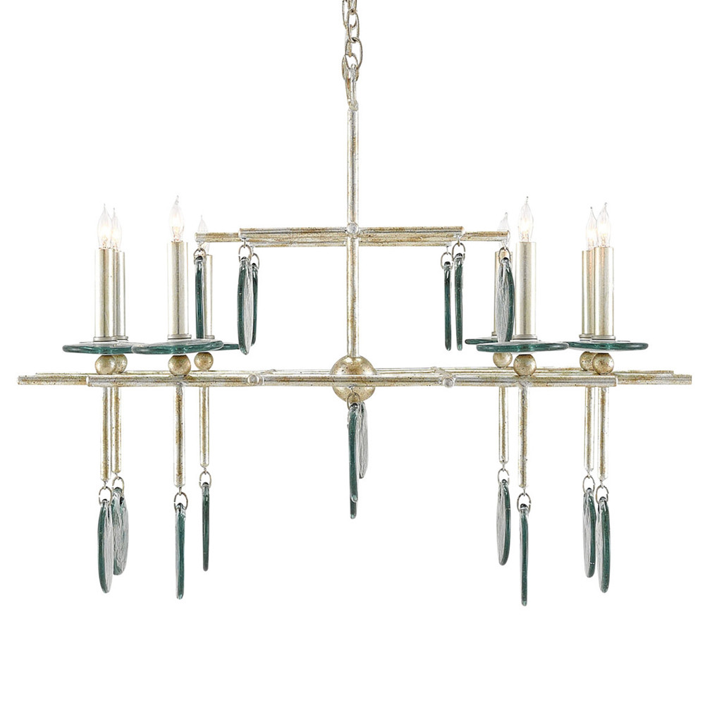 Люстра линейная с круглыми прозрачными подвесками  Horizontal Rectangular Chandelier