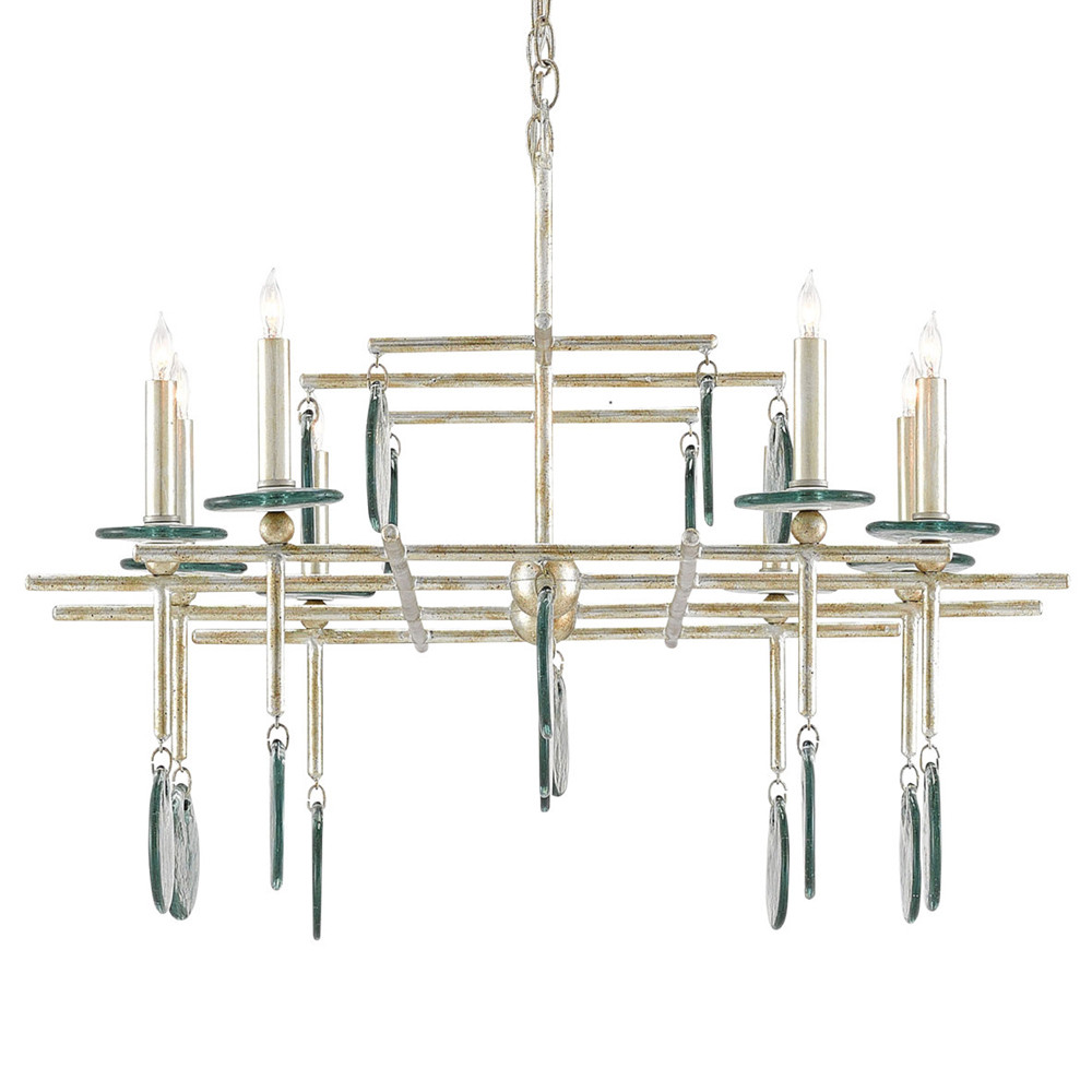 Люстра линейная с круглыми прозрачными подвесками  Horizontal Rectangular Chandelier