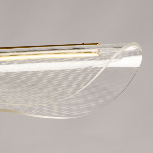 Люстра линейная с прозрачным волнообразным плафоном Wave Line