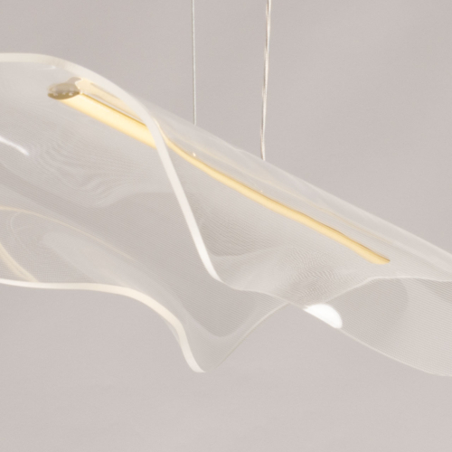 Люстра линейная с прозрачным волнообразным плафоном Wave Line