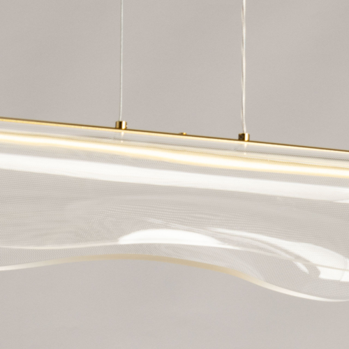 Люстра линейная с прозрачным волнообразным плафоном Wave Line