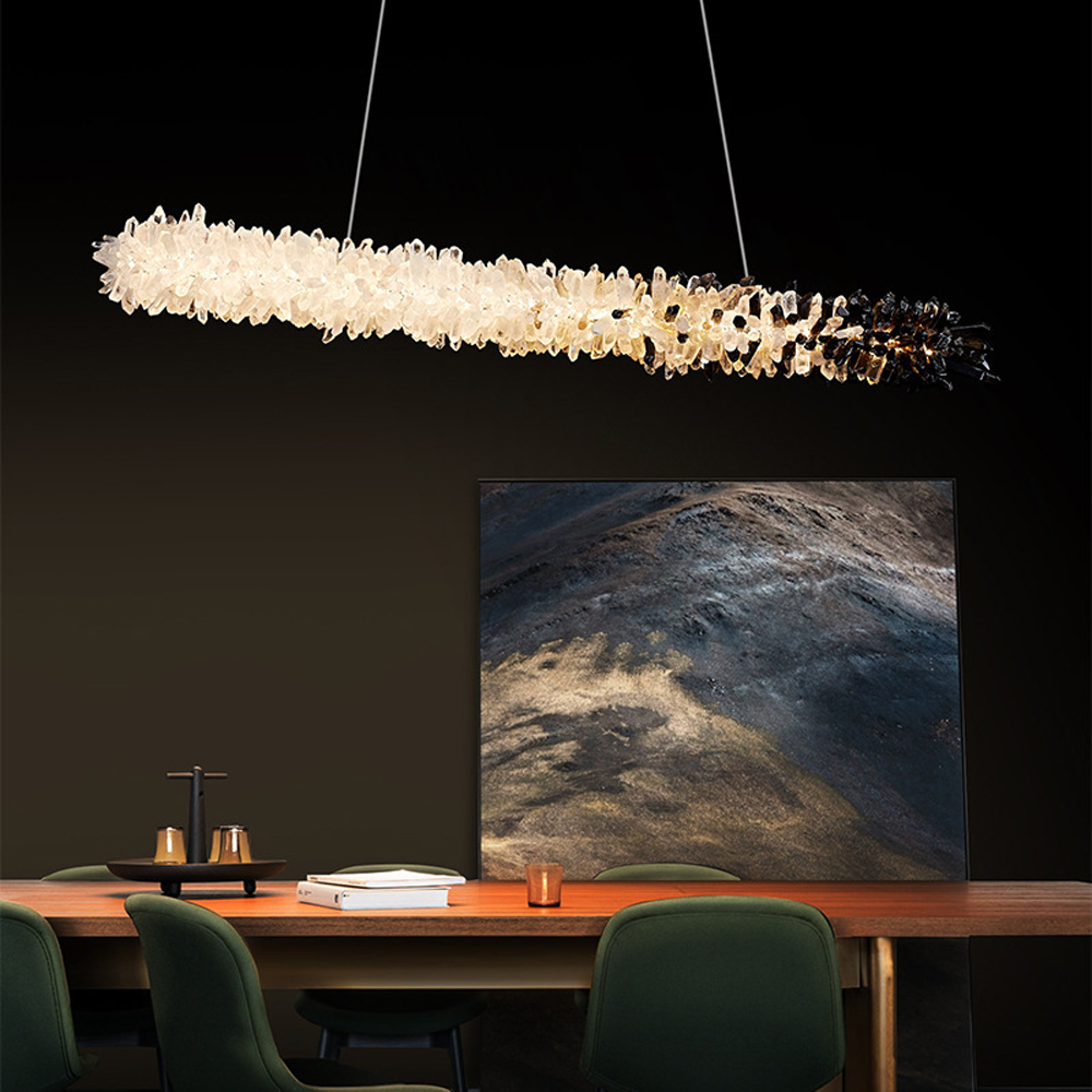 Люстра линейная светодиодная из необработанных кристаллов Mountain Comet