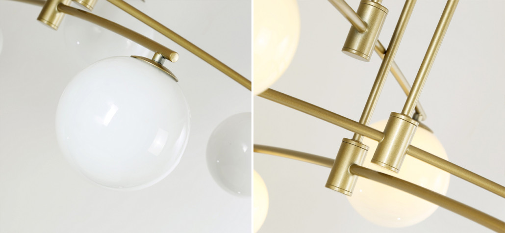 Люстра матового золотого цвета с белыми плафонами B.LUX C 9 Ламп