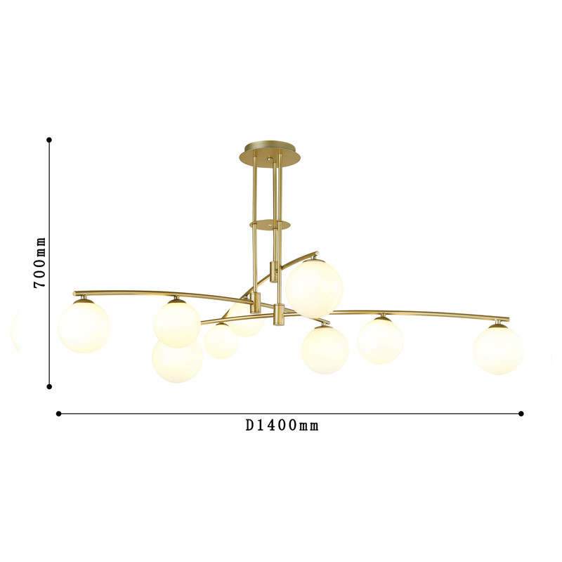 Люстра матового золотого цвета с белыми плафонами B.LUX C 9 Ламп
