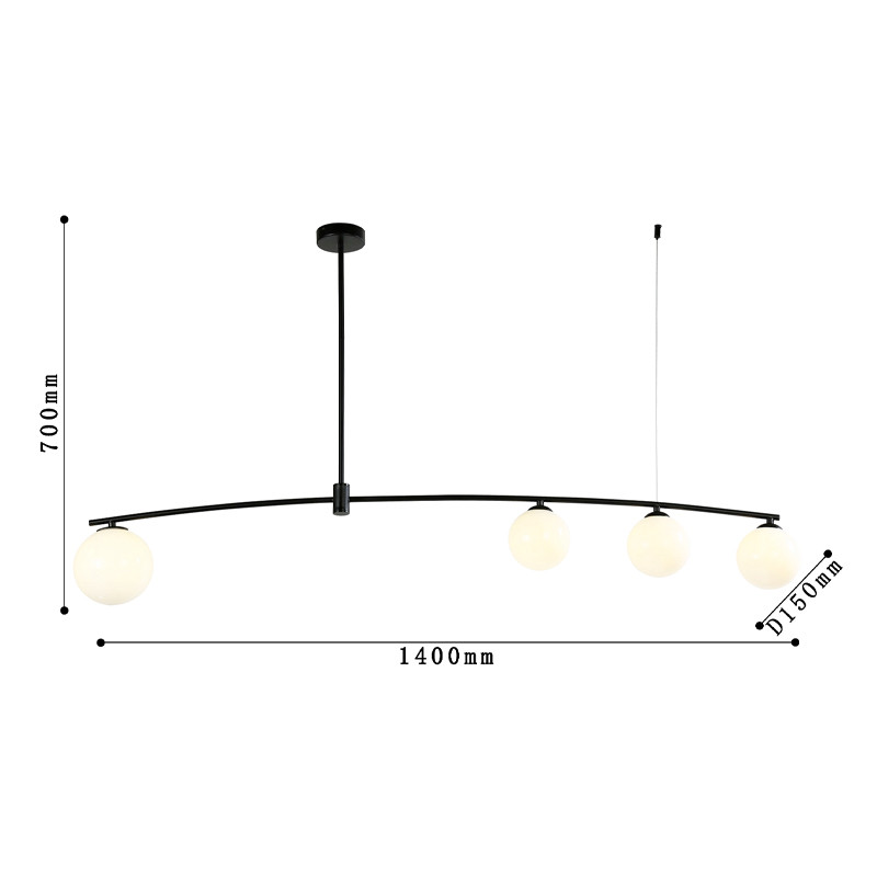 Люстра матового черного цвета с белыми плафонами B.LUX C 4 Лампы